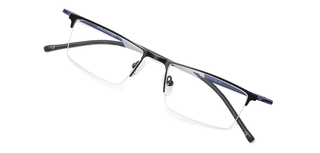 Half Frame Rectangle Metal Eyeglasses