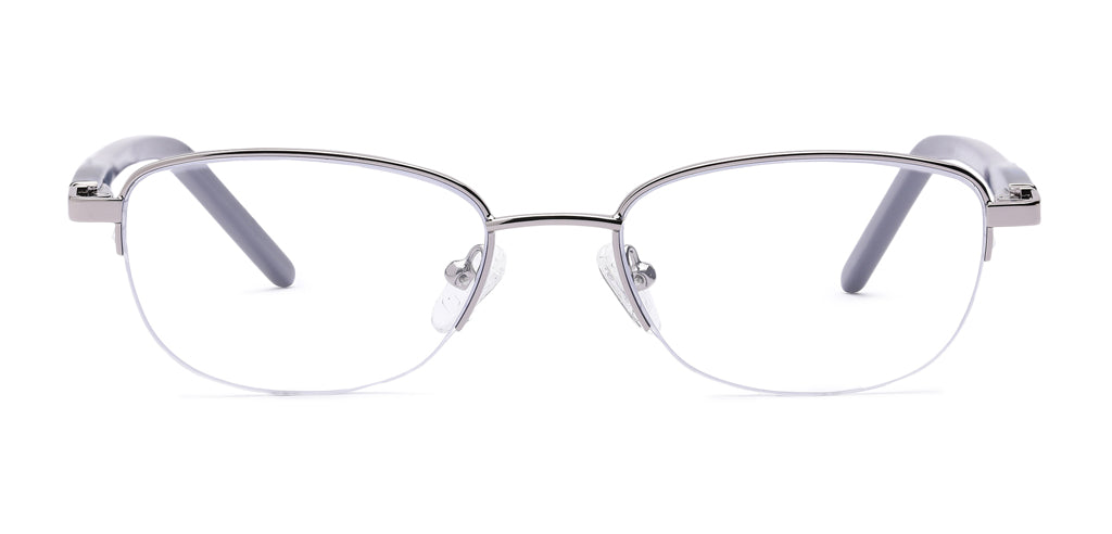 Half Frame Oval Metal Eyeglasses