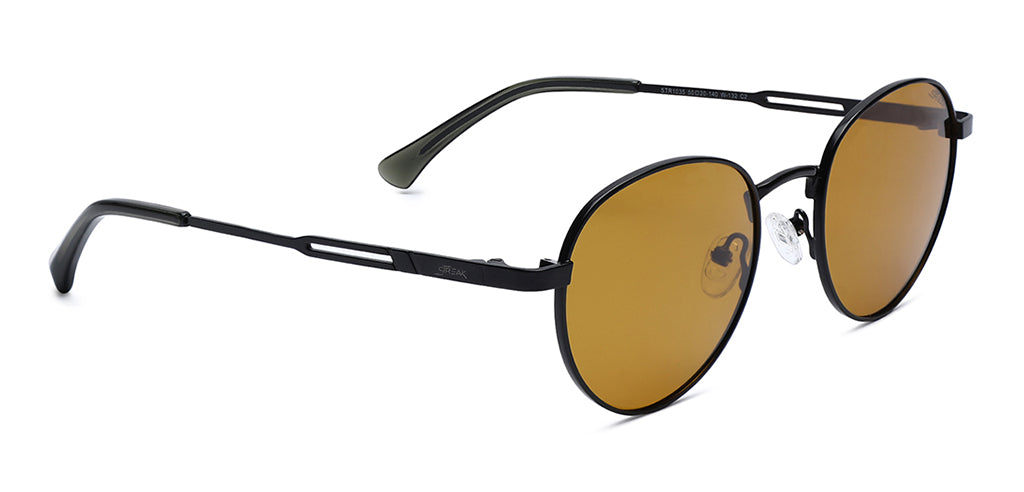 Streak Retro Polarized Unisex Sunglasses Full Frame Round Small 50 Metal SM  STR1035