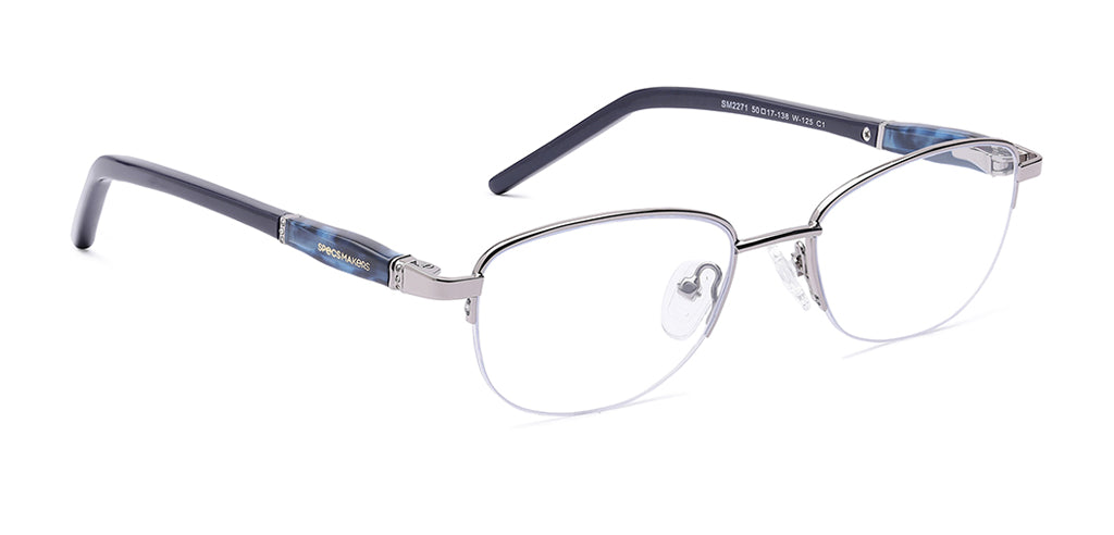 Half Frame Oval Metal Computer Glasses