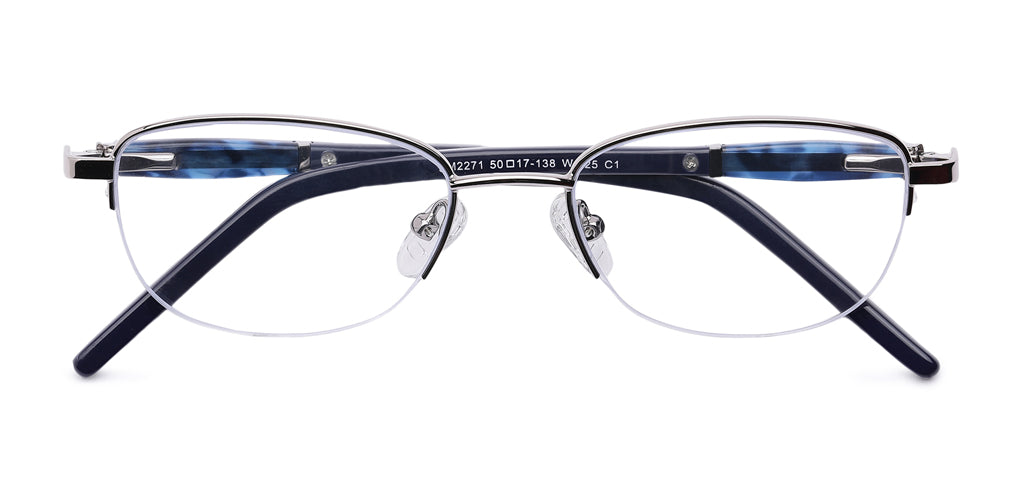 Half Frame Oval Metal Eyeglasses