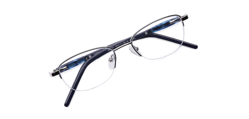Half Frame Oval Metal Eyeglasses