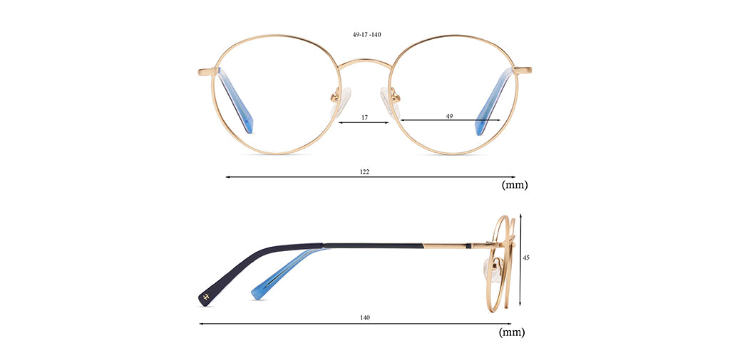 Happster Unisex Eyeglasses Full Frame Round Medium 49 Metal