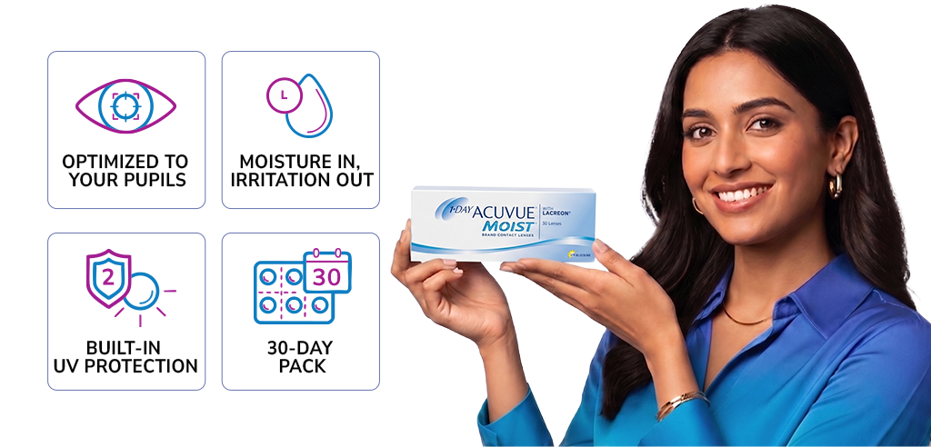 Johnson & Johnson Acuvue® Moist Daily Spherical Clear Contact Lenses - 10 Lenses/Pack