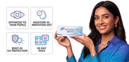 Johnson & Johnson Acuvue® Moist Daily Spherical Clear Contact Lenses - 10 Lenses/Pack