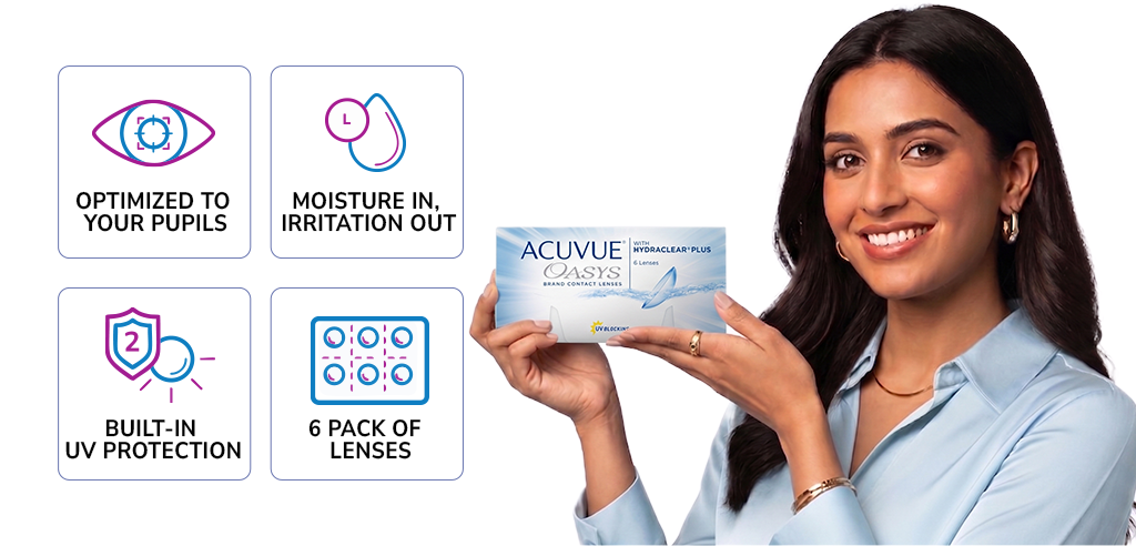 Johnson & Johnson Acuvue® Oasys Bi-weekly Spherical Clear Base Curve 8.40 with Hydraclear® Plus Contact Lenses - 6 Lenses/Pack