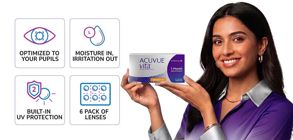 Johnson & Johnson Acuvue® Vita® Monthly Toric Clear Contact Lenses - 6 Lenses/Pack