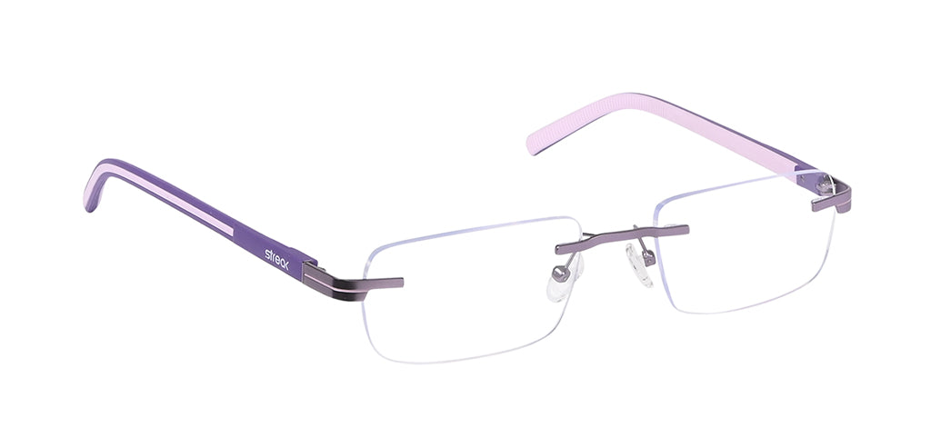 Streak Blue Zero Unisex Computer Glasses Rimless Rectangle Medium Meta ...