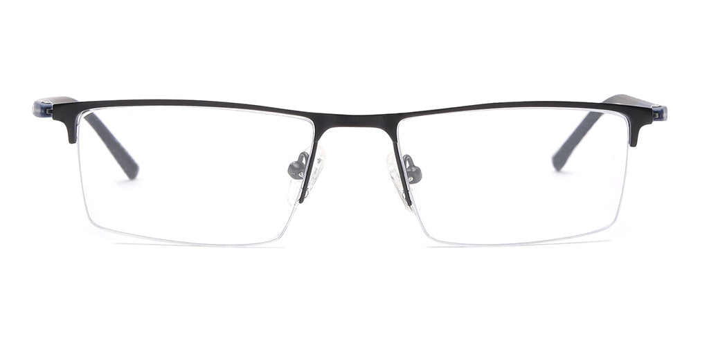 Half Frame Rectangle Metal Eyeglasses