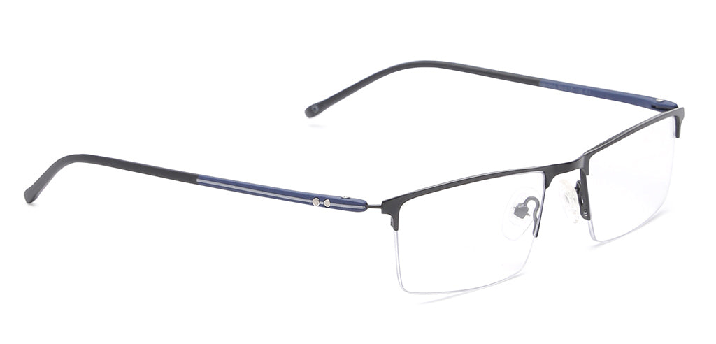 Half Frame Rectangle Metal Eyeglasses