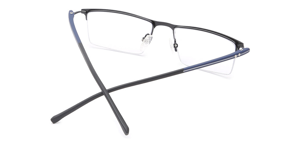 Half Frame Rectangle Metal Eyeglasses
