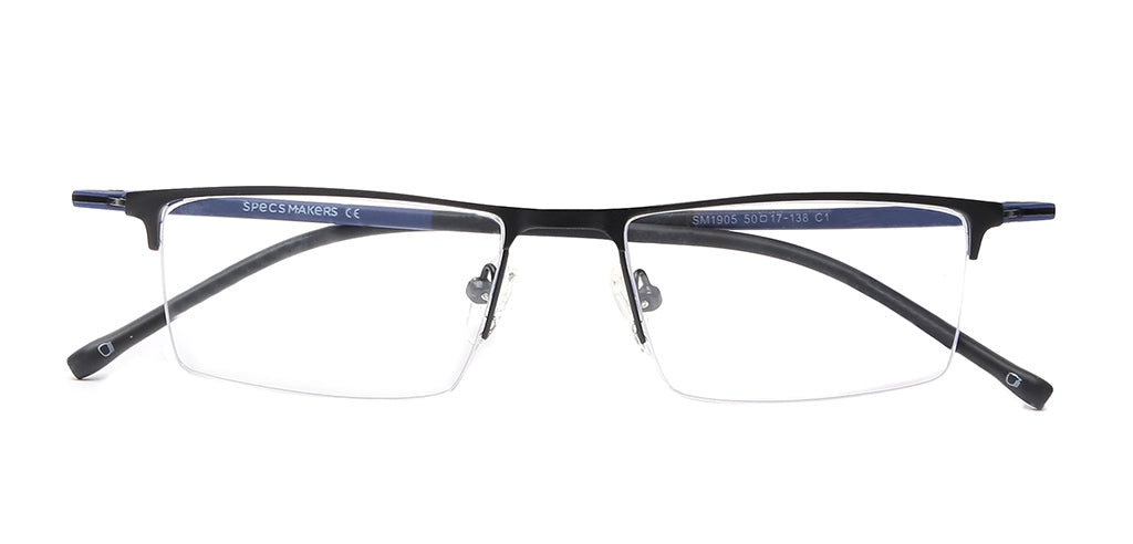 Half Frame Rectangle Metal Eyeglasses