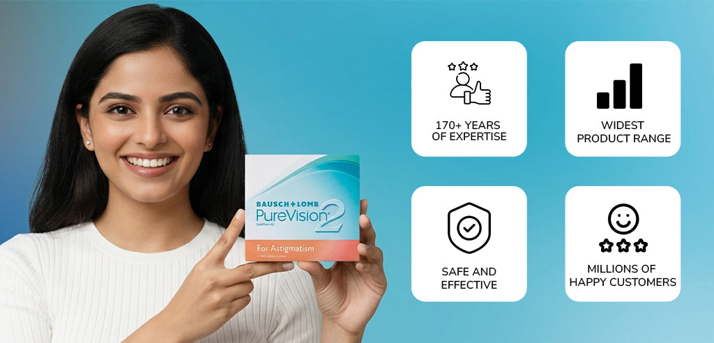 Purevision Montly Toric Power Contact Lenses - 6 Lens Pack