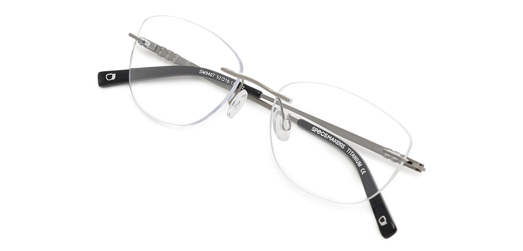 Happster Titanium Unisex Eyeglasses Rimless Rectangle Large 53